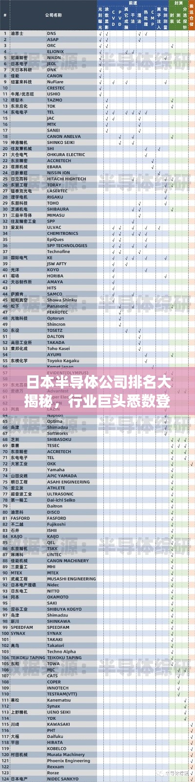 日本半导体公司排名大揭秘，行业巨头悉数登场！