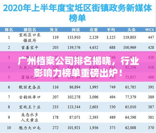 广州档案公司排名揭晓，行业影响力榜单重磅出炉！