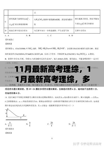 11月最新高考理综，多维度深度解读与观点碰撞探讨