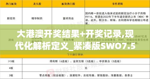 大港澳开奖结果+开奖记录,现代化解析定义_紧凑版SWO7.56