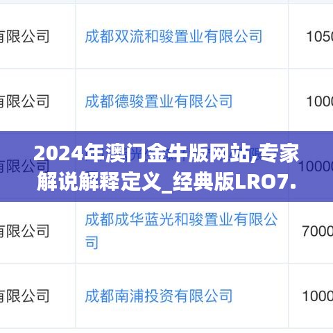 2024年澳门金牛版网站,专家解说解释定义_经典版LRO7.7