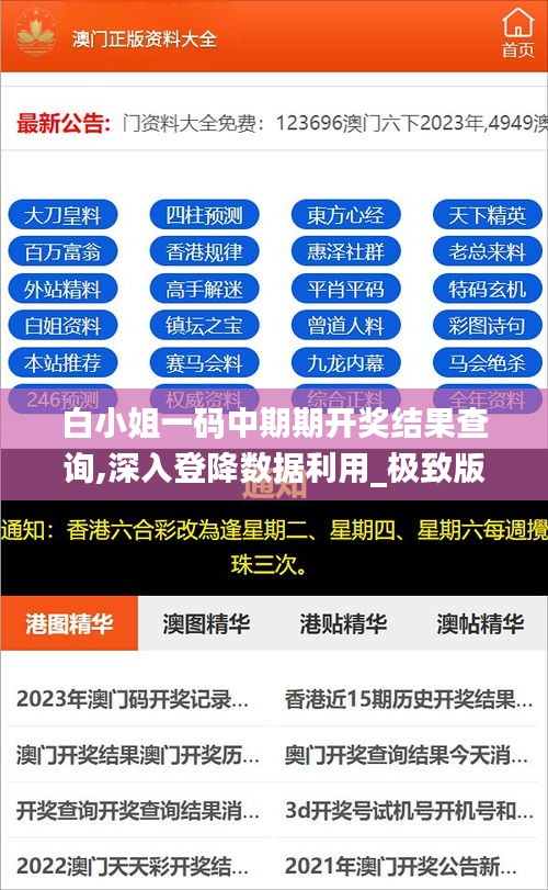 白小姐一码中期期开奖结果查询,深入登降数据利用_极致版KGW7.4