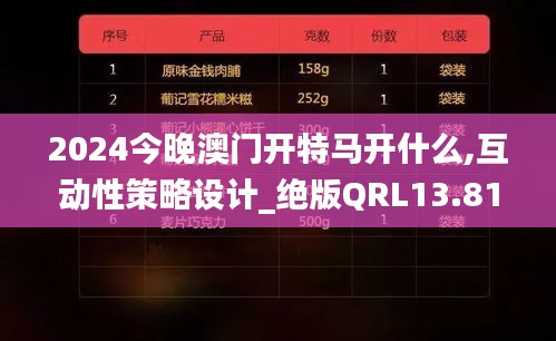 2024今晚澳门开特马开什么,互动性策略设计_绝版QRL13.81