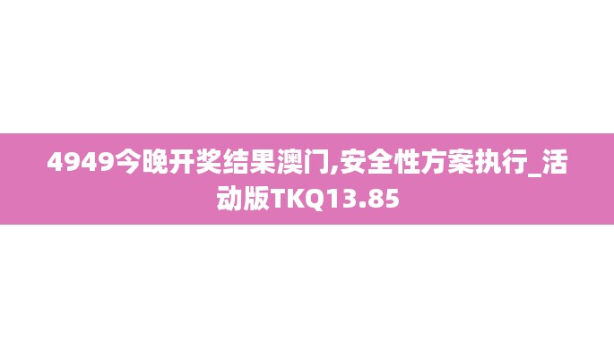 4949今晚开奖结果澳门,安全性方案执行_活动版TKQ13.85