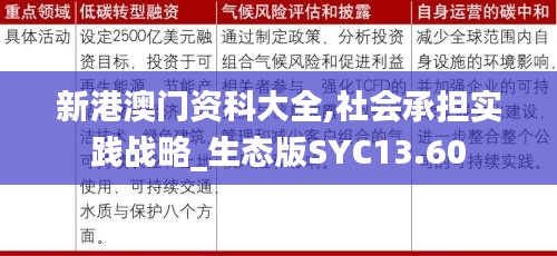 新港澳门资科大全,社会承担实践战略_生态版SYC13.60