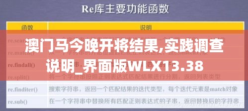 澳门马今晚开将结果,实践调查说明_界面版WLX13.38