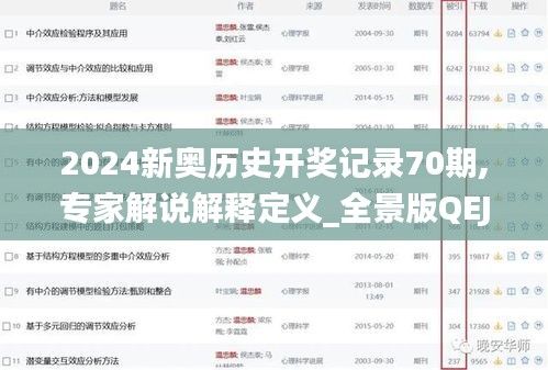 2024新奥历史开奖记录70期,专家解说解释定义_全景版QEJ13.92