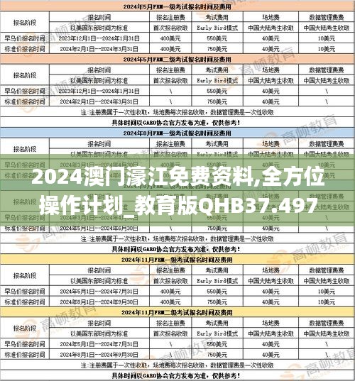 2024澳门濠江免费资料,全方位操作计划_教育版QHB37.497