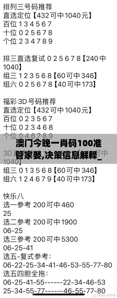 澳门今晚一肖码100准管家娶,决策信息解释_启动版FKW59.148