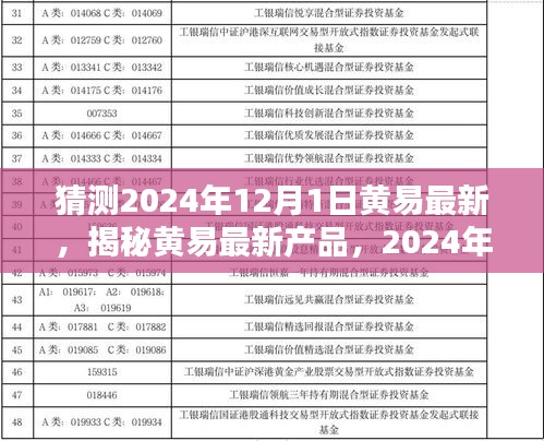 揭秘黄易最新产品，预测版评测报告，展望黄易未来动向（2024年12月1日）