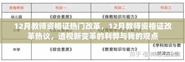 12月教师资格证改革热议，新变革的利弊与我的观点透视