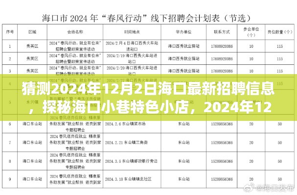 海口最新招聘信息探秘，小巷特色小店揭秘与招聘动态解密（2024年12月2日）