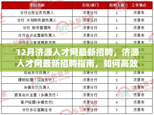 济源人才网最新招聘指南，高效求职攻略