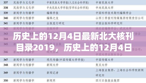 探寻北大核刊目录2019学术脉络，历史上的12月4日最新北大核刊一览