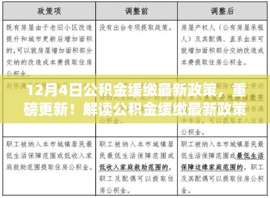 解读公积金缓缴最新政策，深度解析与最新动态（12月4日更新）