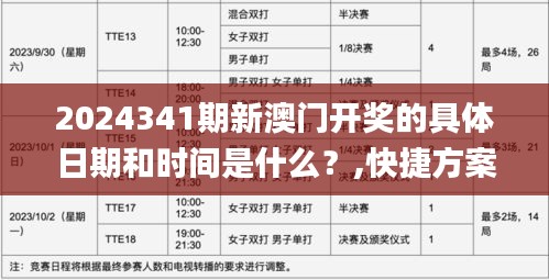 2024341期新澳门开奖的具体日期和时间是什么？,快捷方案问题解决_FHD版9.848