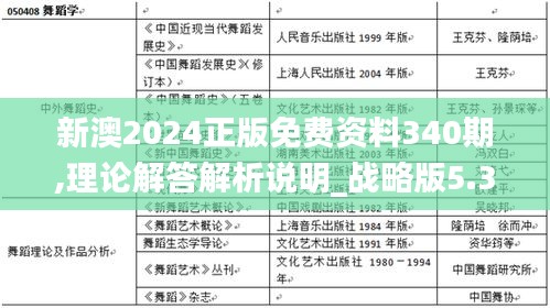 新澳2024正版免费资料340期,理论解答解析说明_战略版5.340