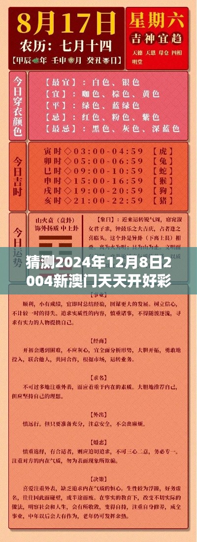 猜测2024年12月8日2004新澳门天天开好彩