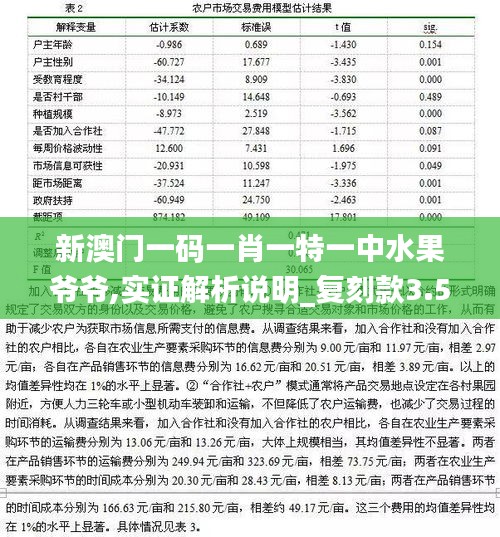 新澳门一码一肖一特一中水果爷爷,实证解析说明_复刻款3.549