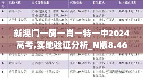 新澳门一码一肖一特一中2024高考,实地验证分析_N版8.460