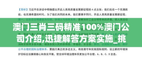 澳门三肖三码精准100%澳门公司介绍,迅捷解答方案实施_挑战款19.629