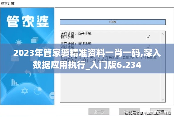 2023年管家婆精准资料一肖一码,深入数据应用执行_入门版6.234