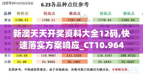 新澳天天开奖资料大全12码,快速落实方案响应_CT10.964