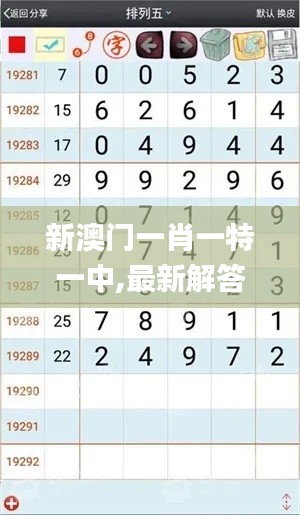 新澳门一肖一特一中,最新解答解析说明_KP10.424