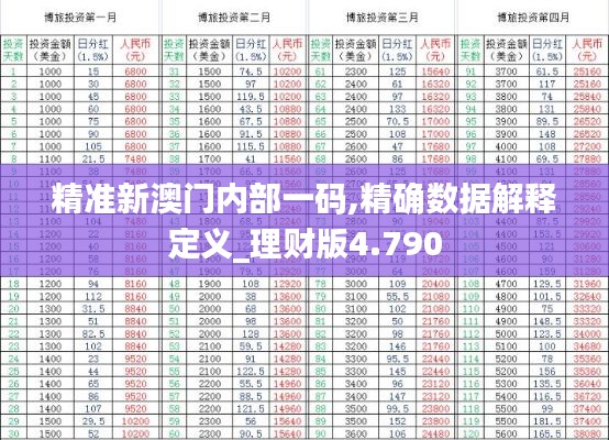 精准新澳门内部一码,精确数据解释定义_理财版4.790