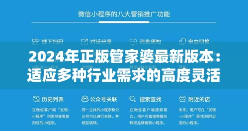 2024年正版管家婆最新版本：适应多种行业需求的高度灵活性