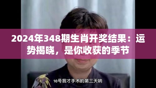 2024年348期生肖开奖结果：运势揭晓，是你收获的季节