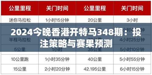 2024今晚香港开特马348期：投注策略与赛果预测