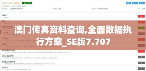 澳门传真资料查询,全面数据执行方案_SE版7.707