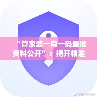 “管家婆一肖一码最准资料公开”：揭开精准分析的秘密武器