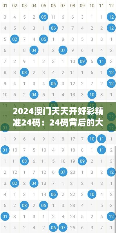 2024澳门天天开好彩精准24码：24码背后的大数据分析