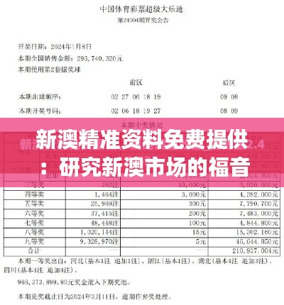 新澳精准资料免费提供：研究新澳市场的福音