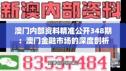 澳门内部资料精准公开348期：澳门金融市场的深度剖析