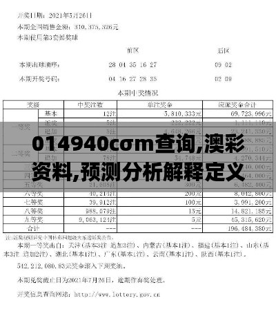 014940cσm查询,澳彩资料,预测分析解释定义_黄金版7.803