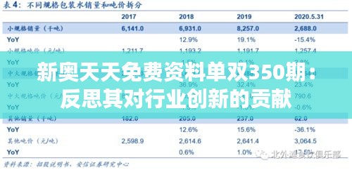 新奥天天免费资料单双350期：反思其对行业创新的贡献