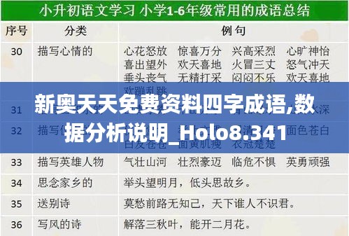 新奥天天免费资料四字成语,数据分析说明_Holo8.341