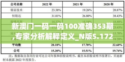 新澳门一码一码100准确353期,专家分析解释定义_N版5.172