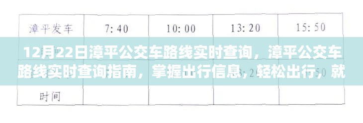 漳平公交车路线实时查询指南，掌握出行信息，轻松出行（12月22日版）