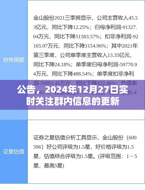 公告，实时关注群内信息更新，时间戳2024年12月27日