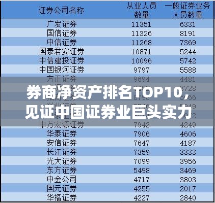 券商净资产排名TOP10，见证中国证券业巨头实力榜单