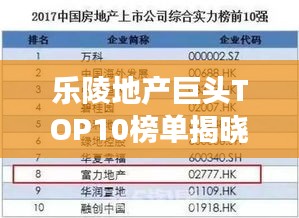 乐陵地产巨头TOP10榜单揭晓，引领城市发展的领航者