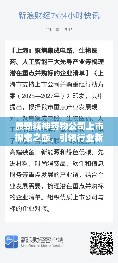 最新精神药物公司上市探索之旅，引领行业新篇章