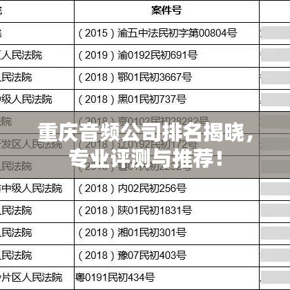 重庆音频公司排名揭晓，专业评测与推荐！