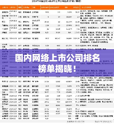 国内网络上市公司排名榜单揭晓！