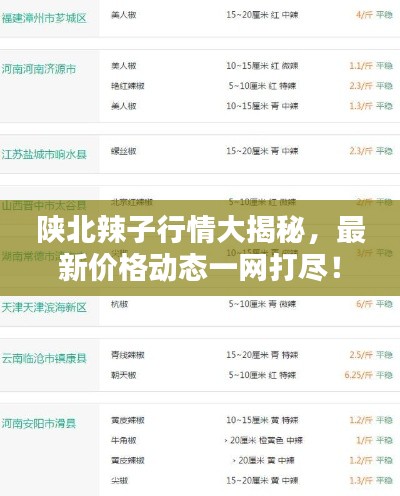 陕北辣子行情大揭秘，最新价格动态一网打尽！