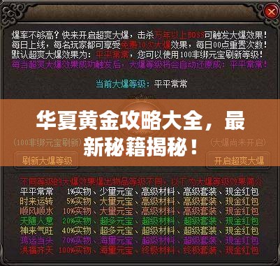 华夏黄金攻略大全，最新秘籍揭秘！